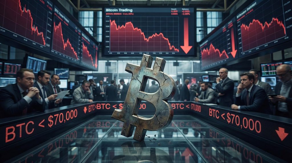 ریزش بیتکوین به زیر 70000 دلار
